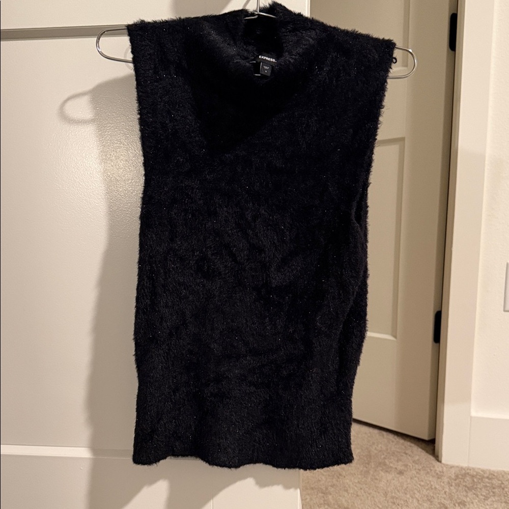 Express Black Fuzzy Tank Top